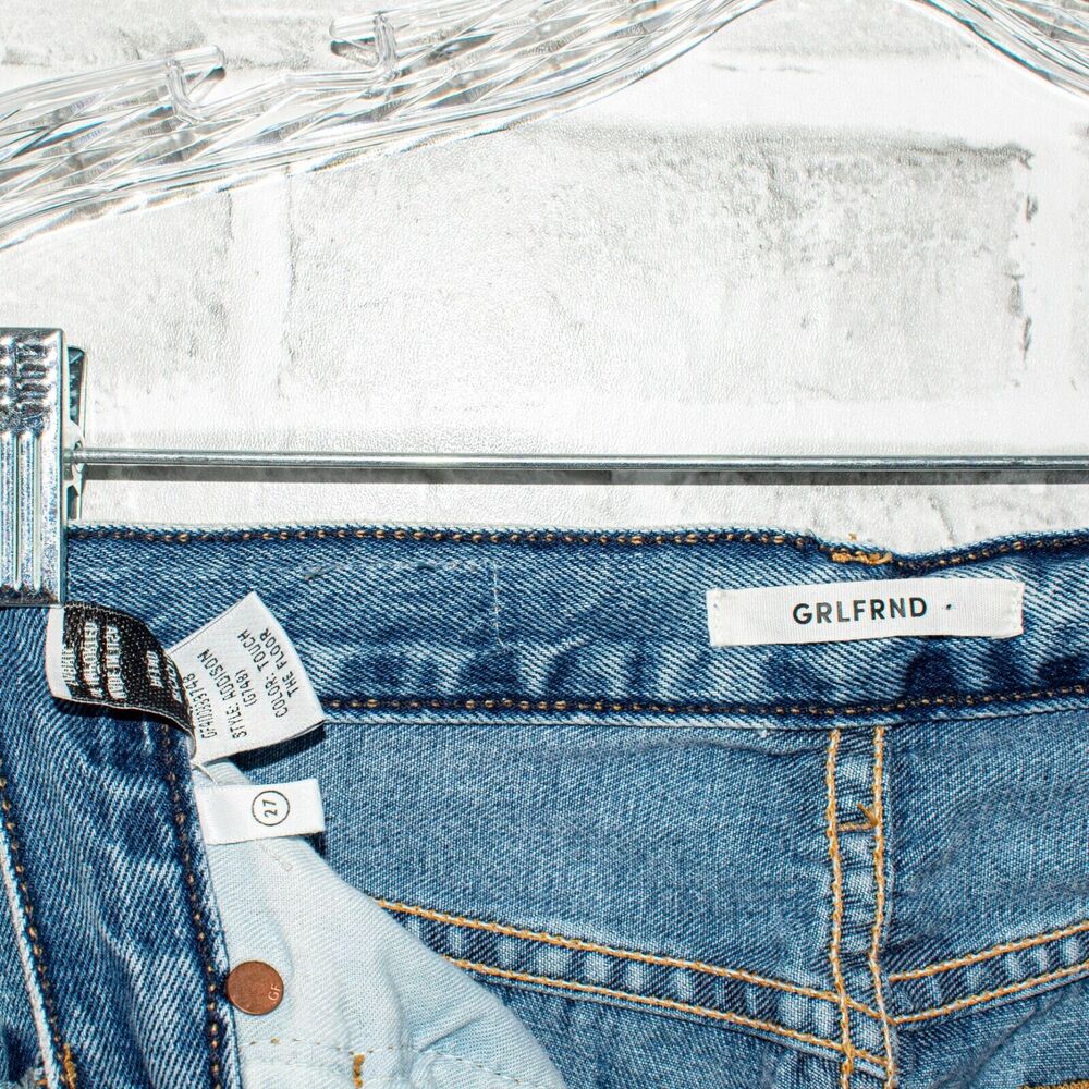 GRLFRND Addison High-Rise Denim Jeans Split Boot Touch The Floor sz 27 - Picture 2 of 12